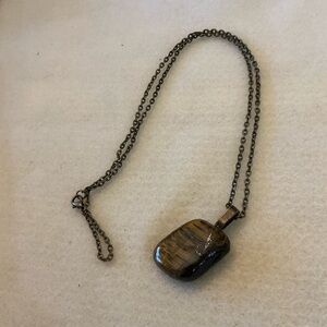 Handmade Up-cycled Chain Necklace with Stone tumbled Pendant